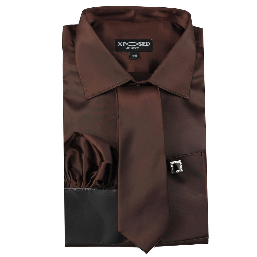 mens brown satin shirt